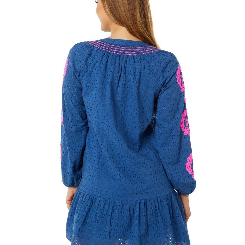 Lilly Pulitzer Lucee Dress, Oyster Bay Navy Bayside Eyelet, Size S Small - Picture 4 of 13